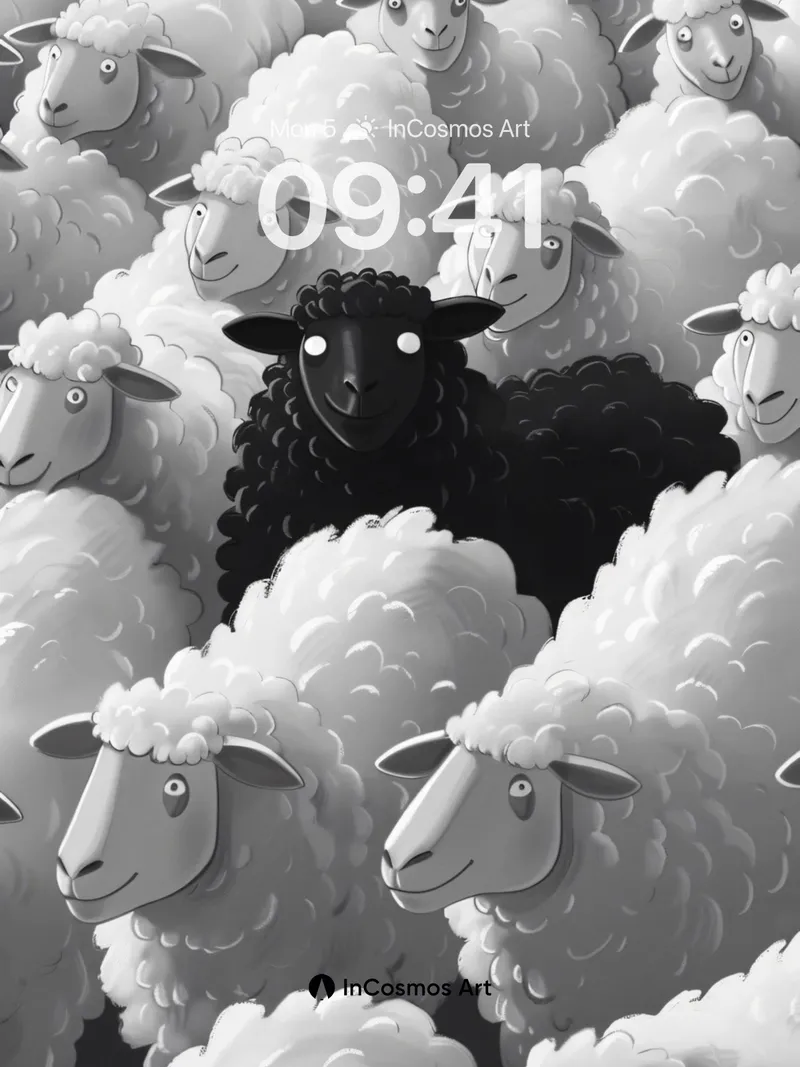 Singular Shadow Wallpaper with Flock of Wool