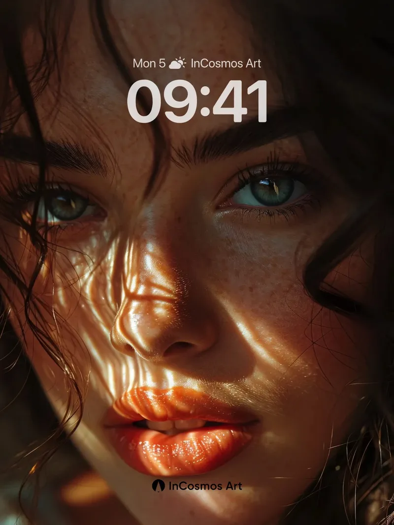Sunlit Fractal Wallpaper with Freckled Skin