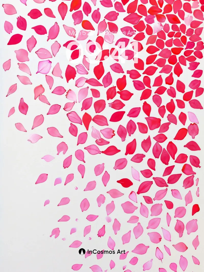 Whispering Petal Cascade Wallpaper with Floating Light