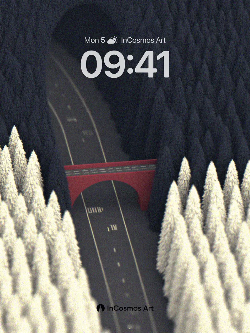 Frost-Clad Highway Wallpaper with Red Arch Bridge
