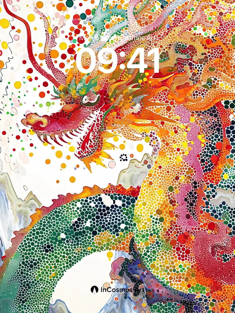 Cosmic Dragon Wallpaper with Polka-Dot Pulse