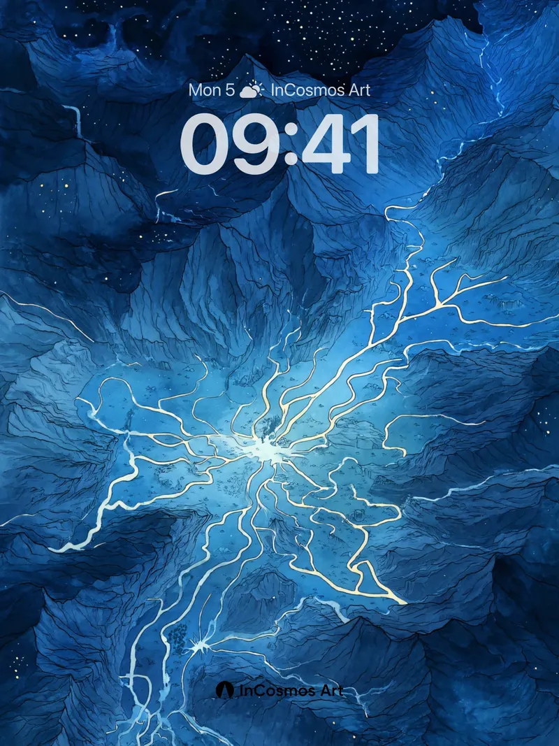 Electrified Abyss Wallpaper with Starlit Veins