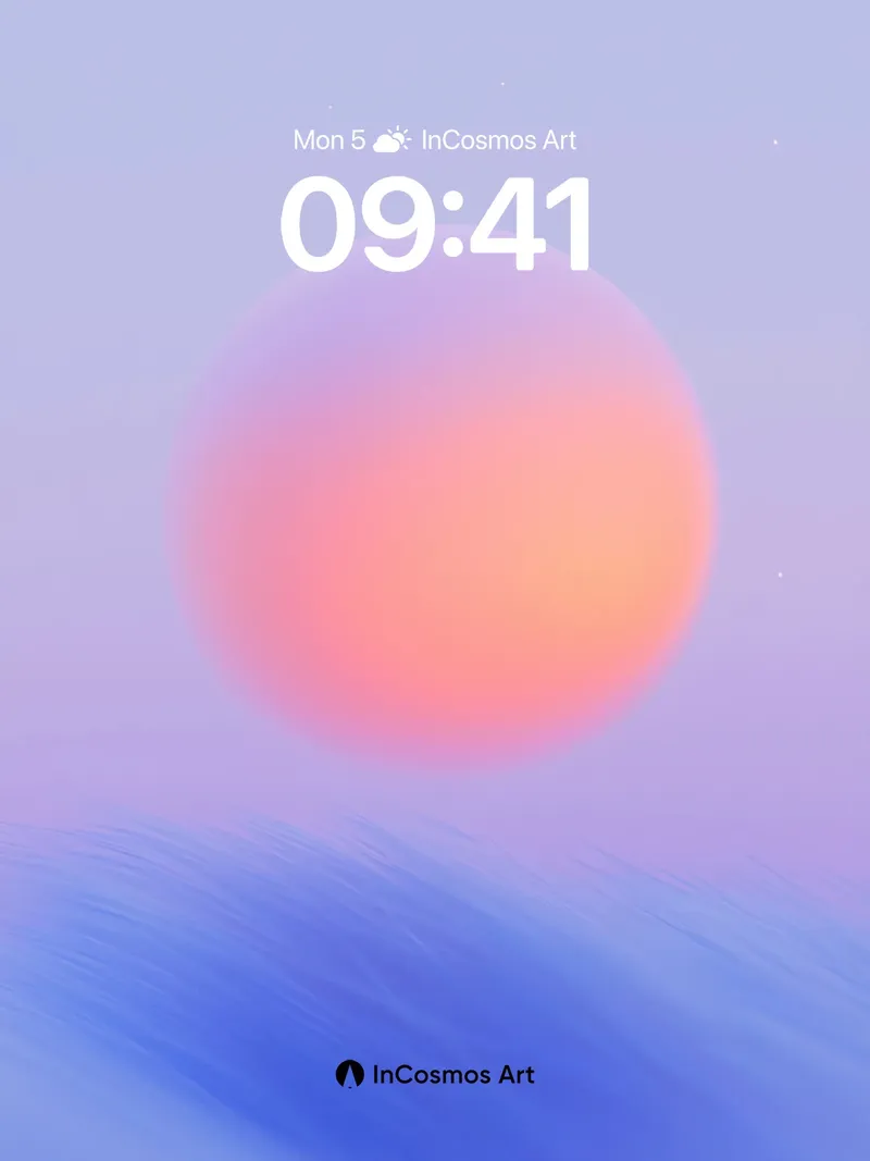 Serene Horizon Wallpaper with Floating Sun