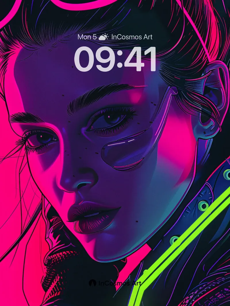 Neon Pulse Wallpaper with Electric Gaze