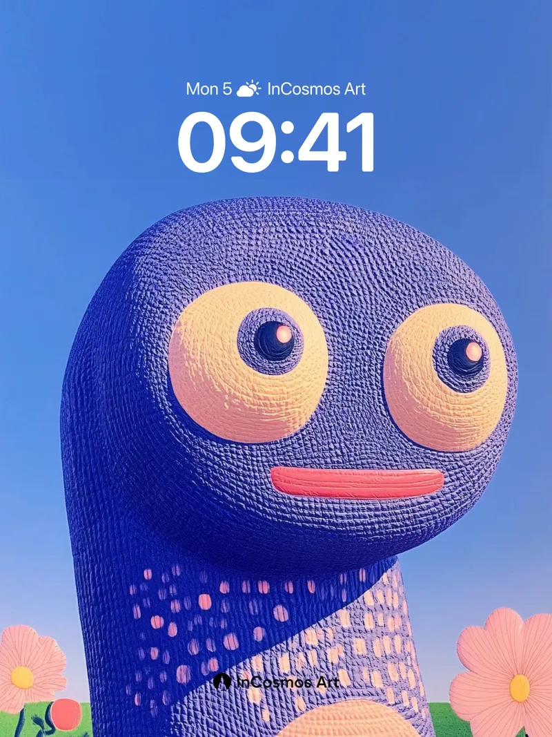 Playful Blue Creature Wallpaper with Textured Eyes