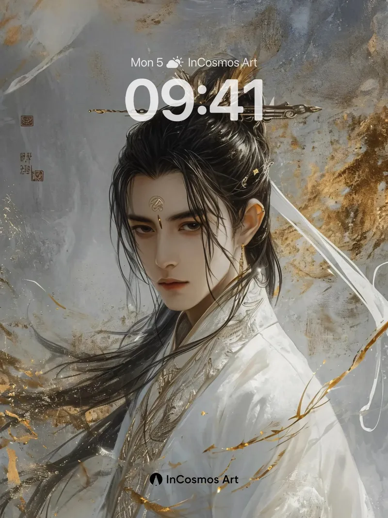 Silken Storm Wallpaper with Golden Veins