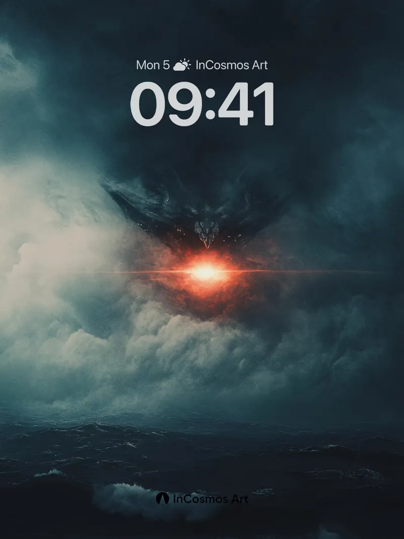 Ominous Skyfall Wallpaper with Glowing Core