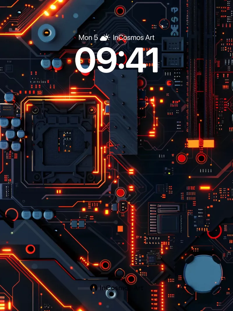 Neon Circuit Wallpaper with Pulse Lights