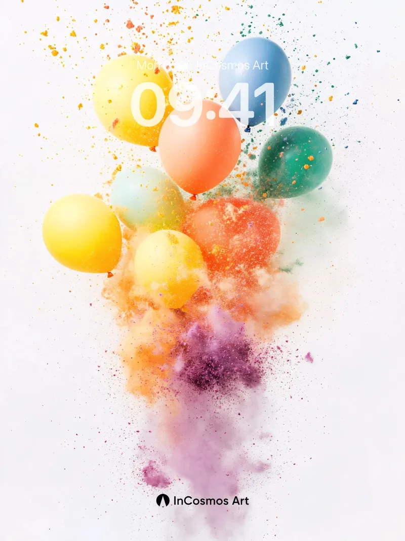 Floating Color Burst Wallpaper with Powdered Light