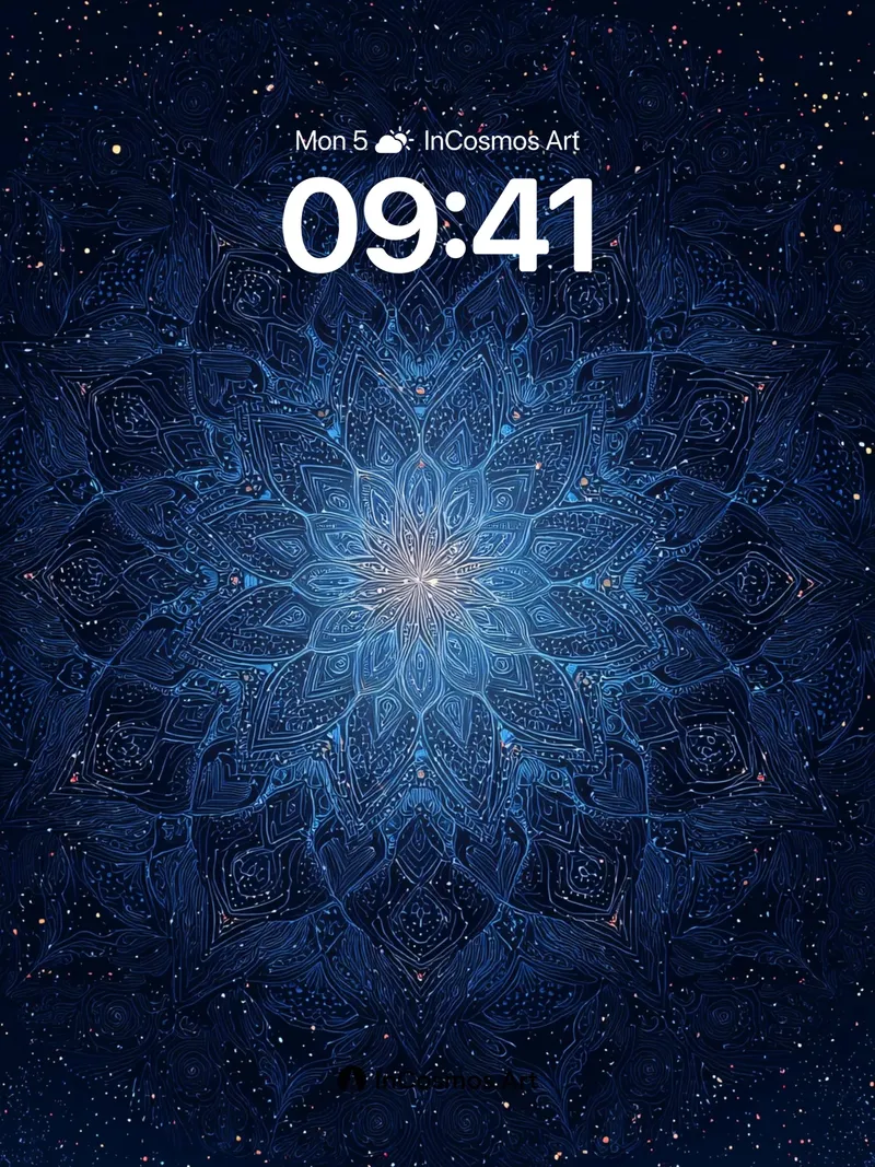 Cosmic Mandala Wallpaper with Starlit Veins