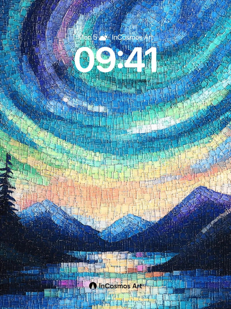 Cosmic Spiral Wallpaper with Mountain Reflection