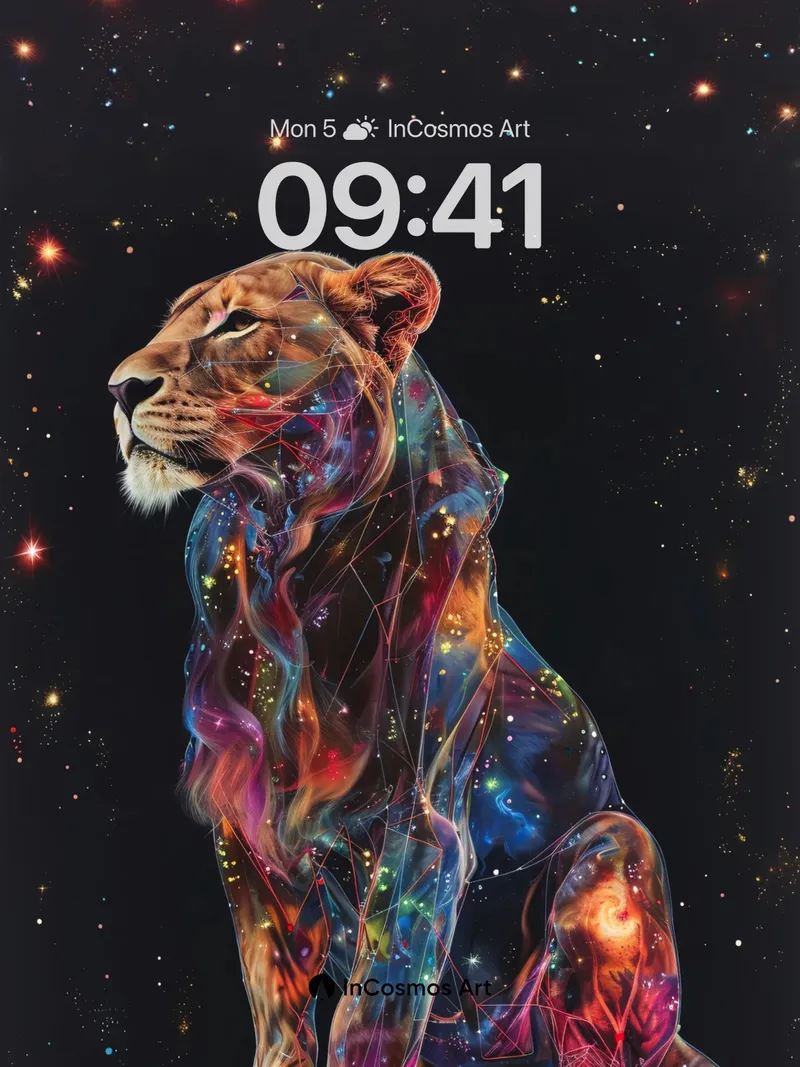 Cosmic Lion Wallpaper with Starlight Veins