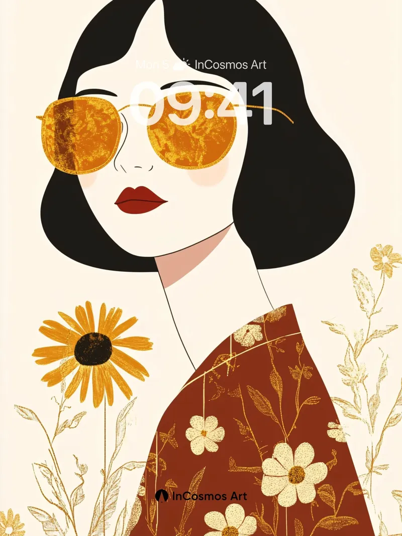 Golden Hush Wallpaper with Floral Whispers