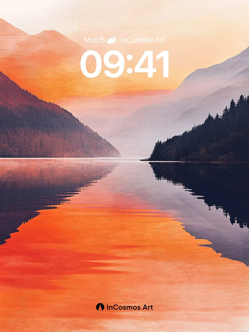 Crimson Mirror Wallpaper with Mountain Hush