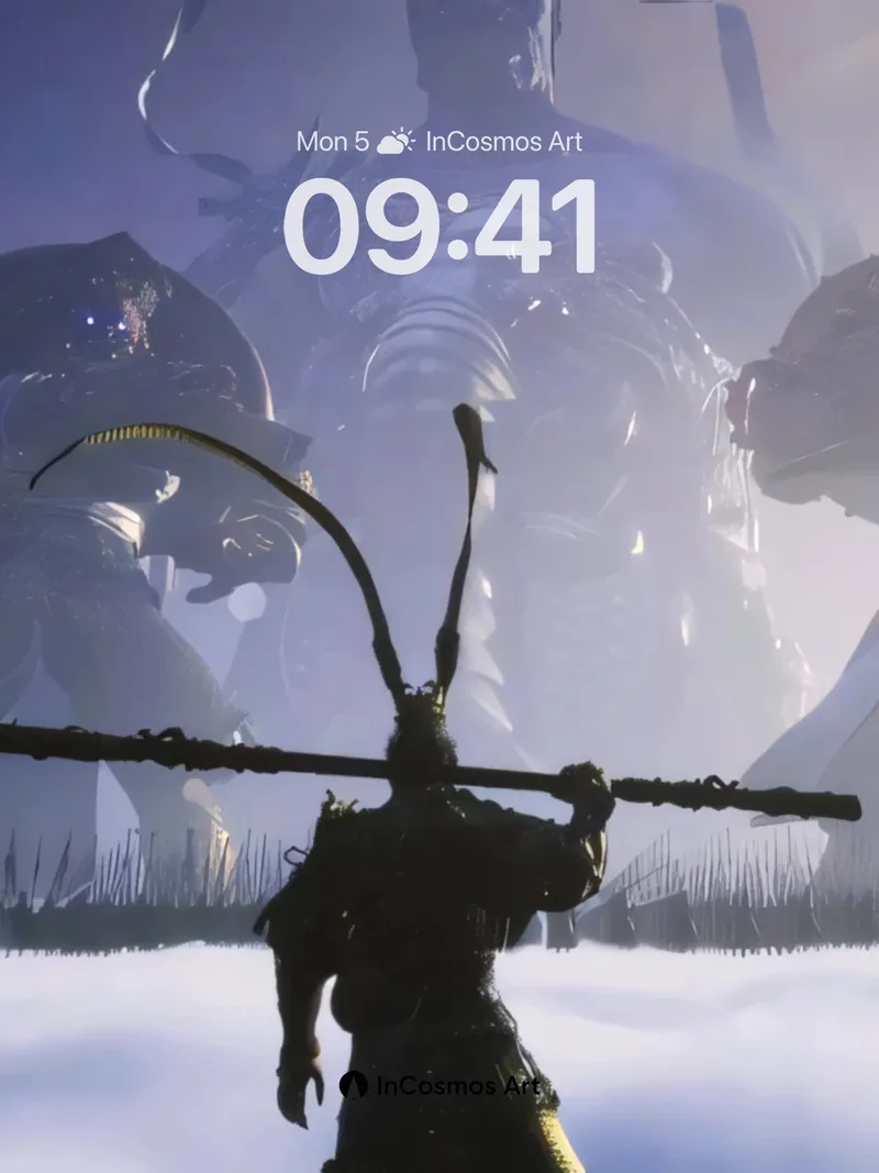 Ethereal Sentinel Wallpaper with Floating Monoliths