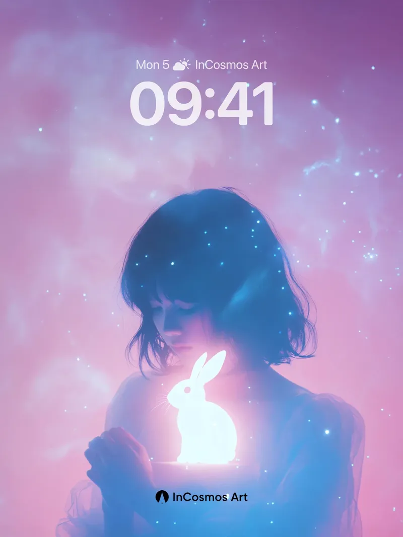 Luminous Hare Wallpaper with Starlit Veil