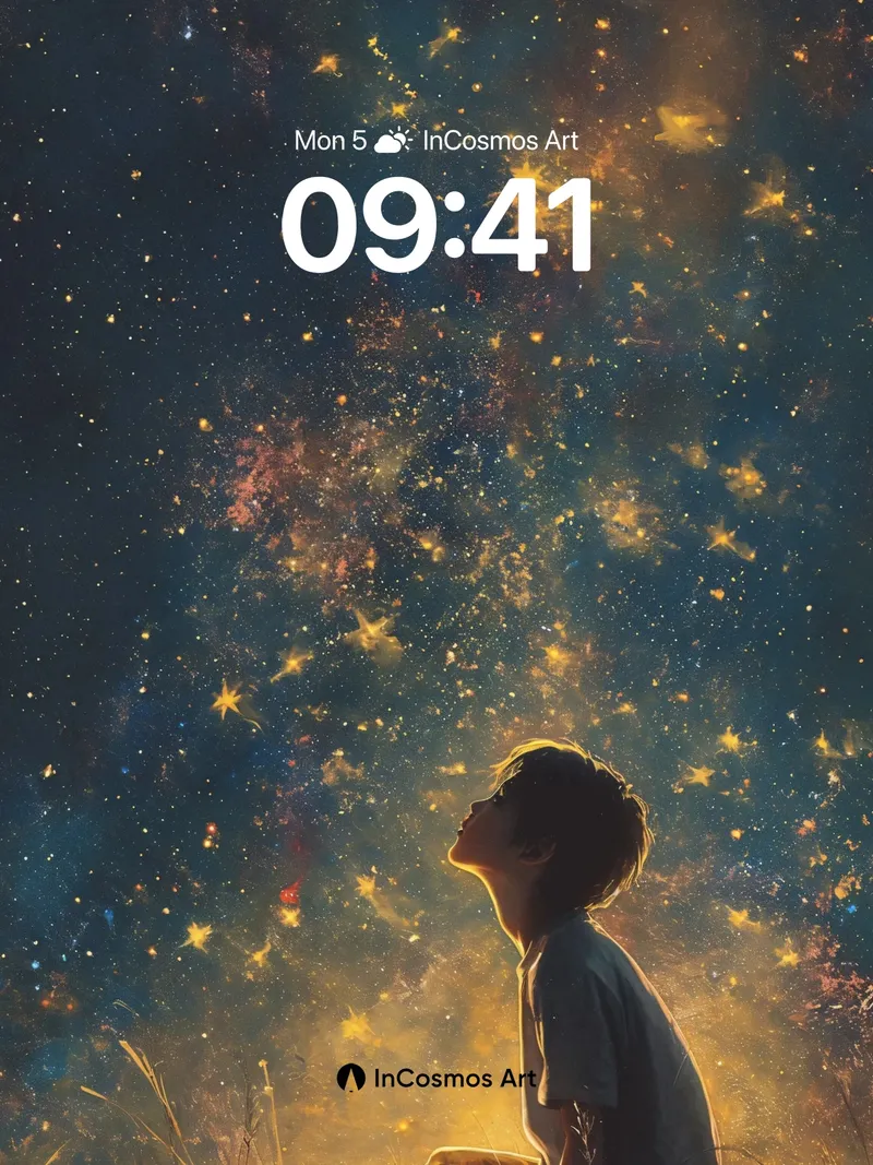 Stardust Reverie Wallpaper with Golden Haze