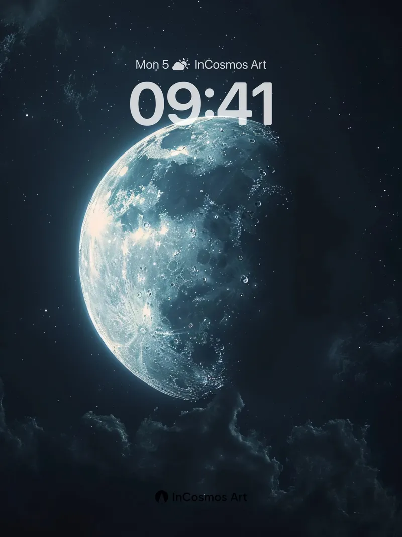 Crisp Lunar Veil Wallpaper with Starlit Depth