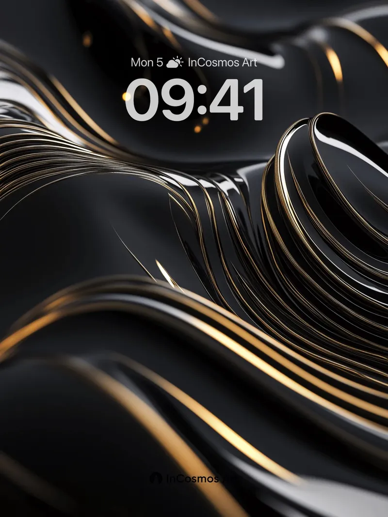 Luminous Waves Wallpaper with Golden Veins