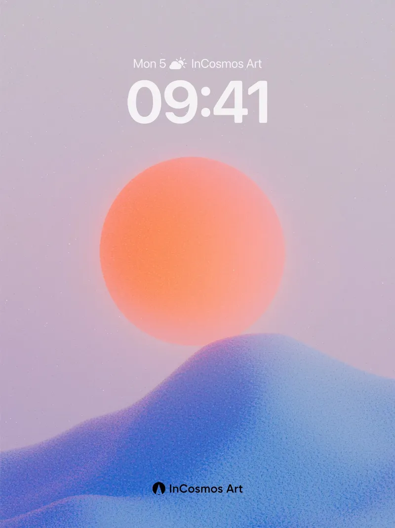 Serene Horizon Wallpaper with Floating Sun
