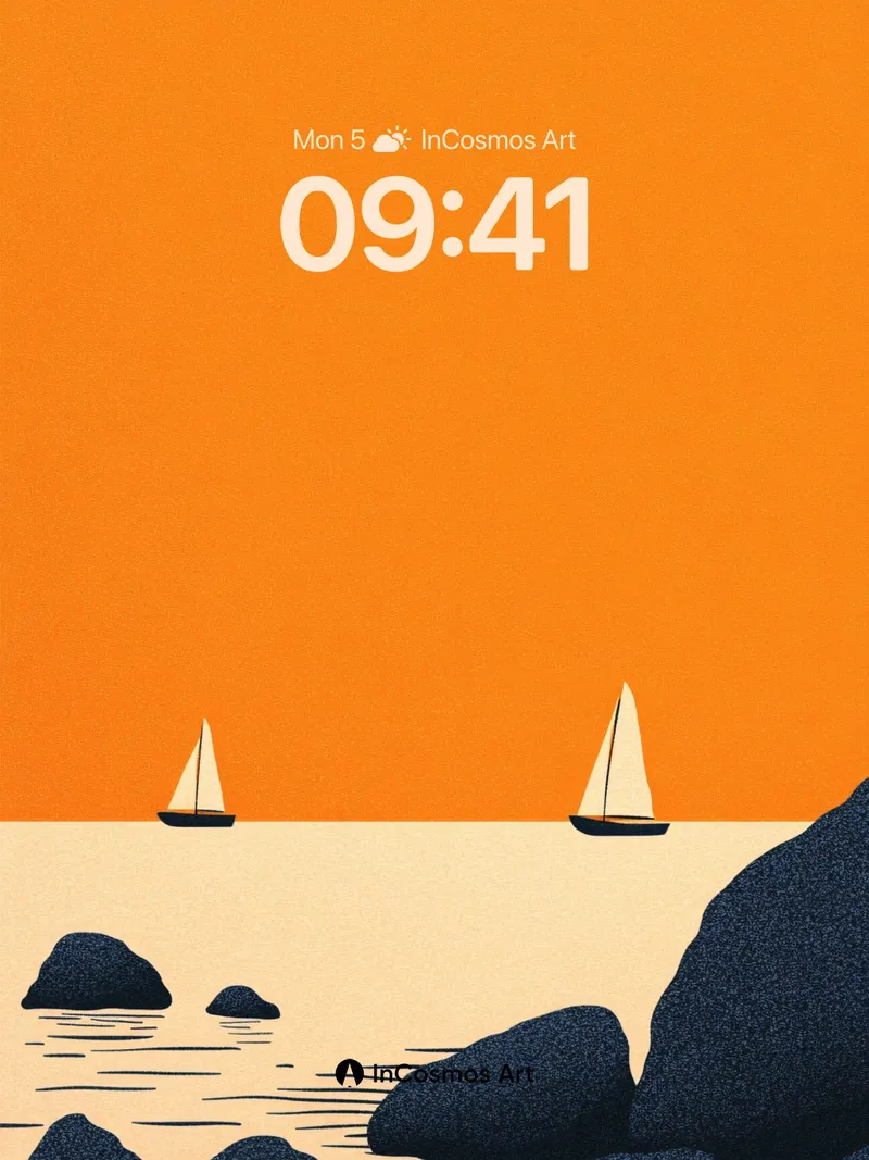 Serenity Sail Wallpaper with Orange Horizon