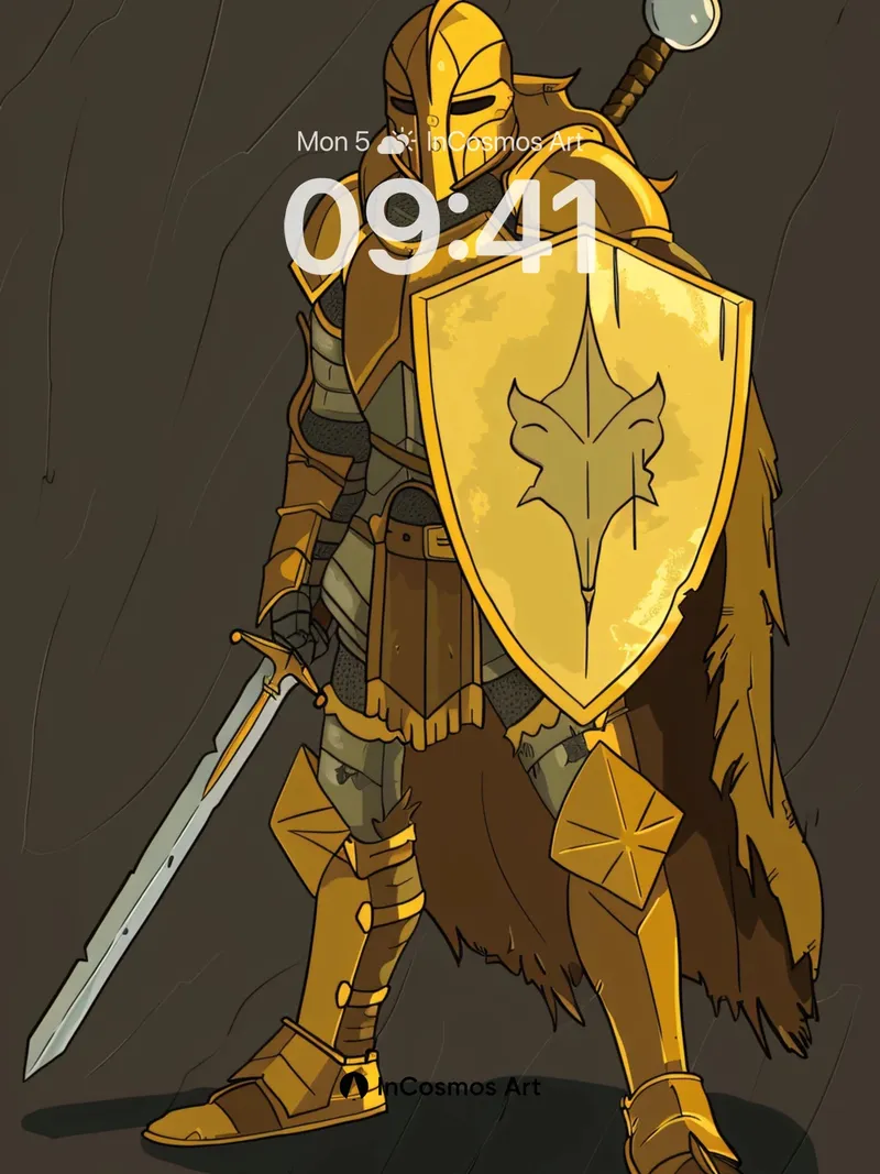 Golden Sentinel Wallpaper with Furred Mantle