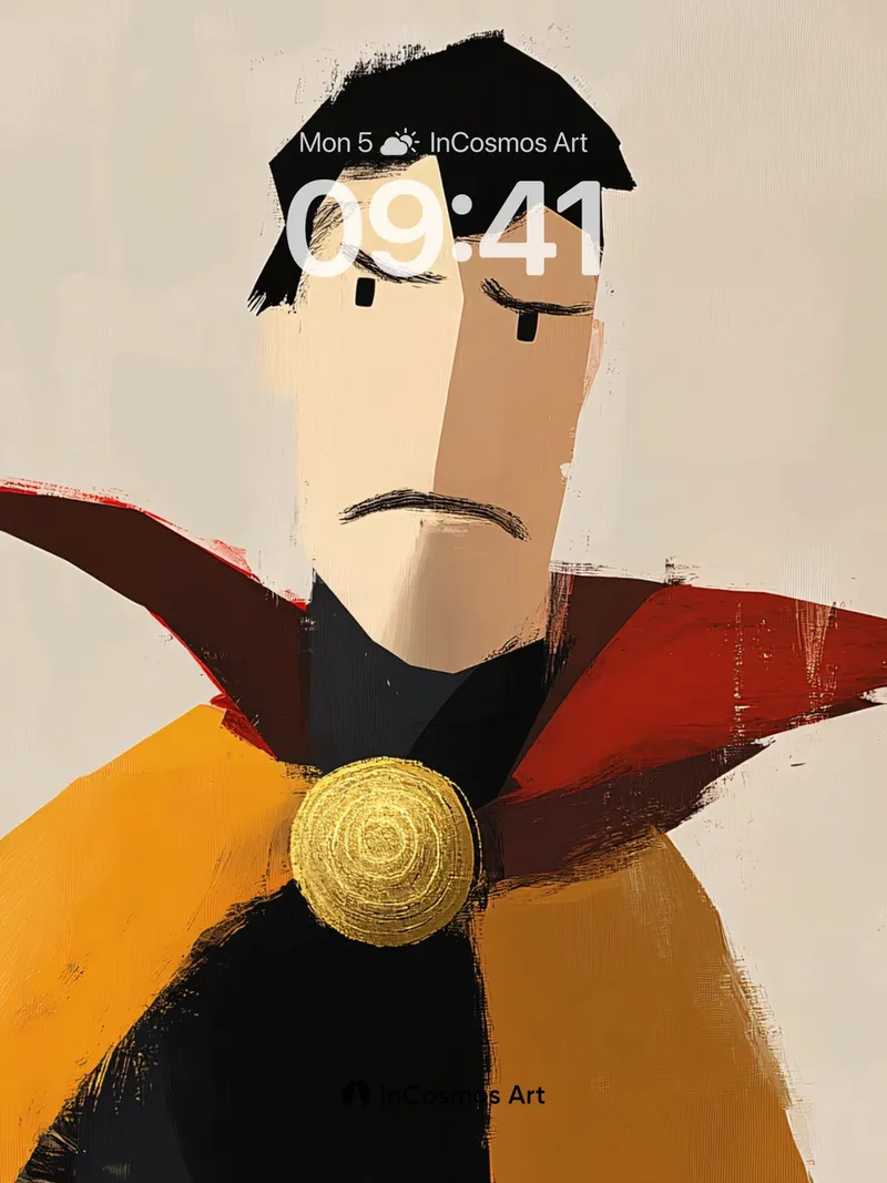 Cubist Hero Wallpaper with Golden Seal