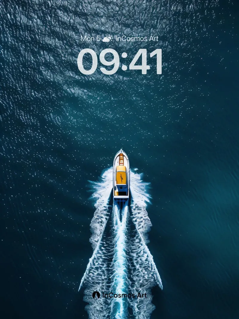 Silent Voyage Wallpaper with Oceanic Trails