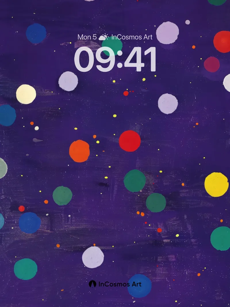 Cosmic Dot Wallpaper with Floating Color Fields