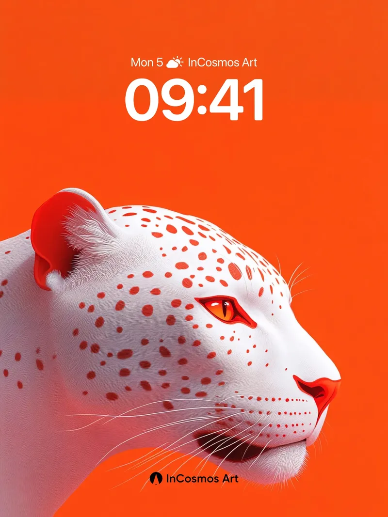 Frostfire Leopard Wallpaper with Crimson Spots