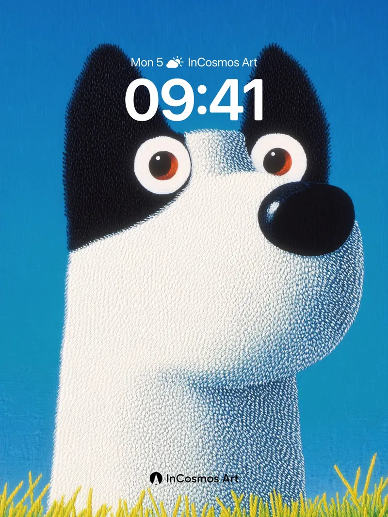 Whimsical Pup Wallpaper with Textured Fur