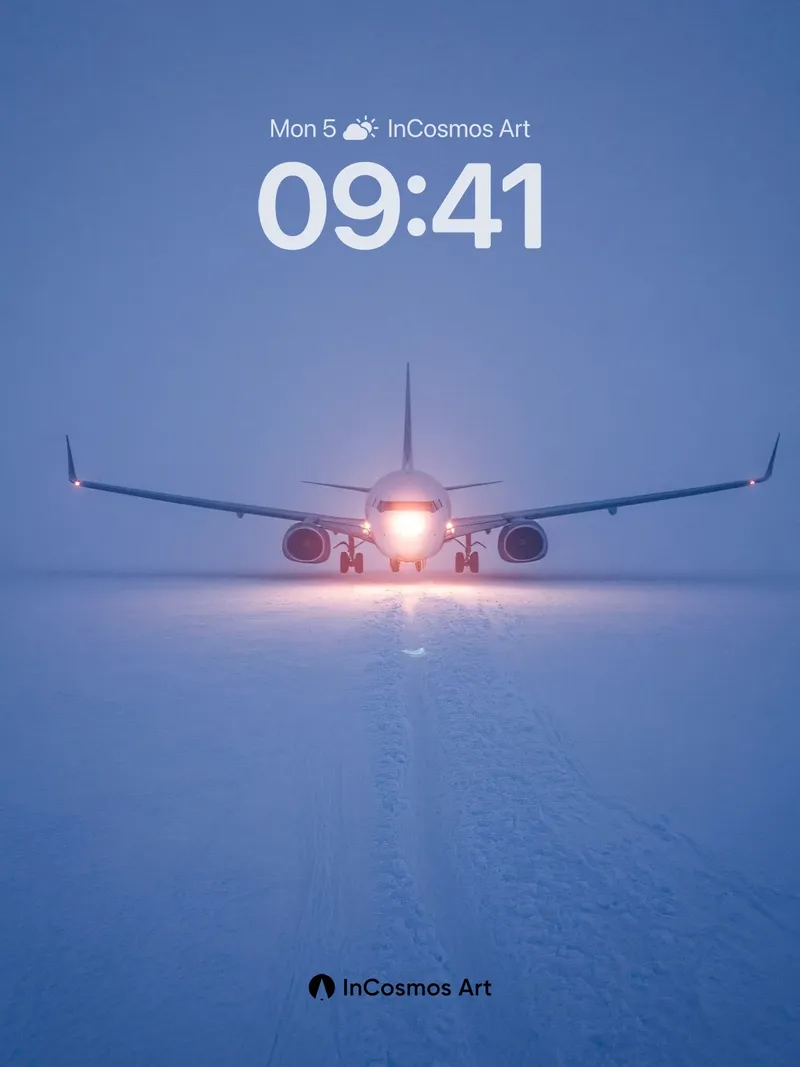 Frostbound Horizon Wallpaper with Glowing Runway