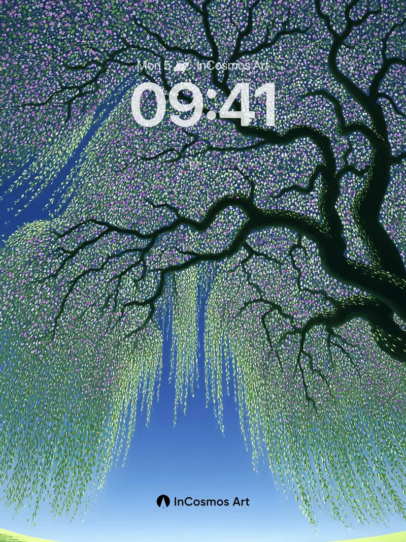 Serenity Weeping Willow Wallpaper with Starlight Canopy