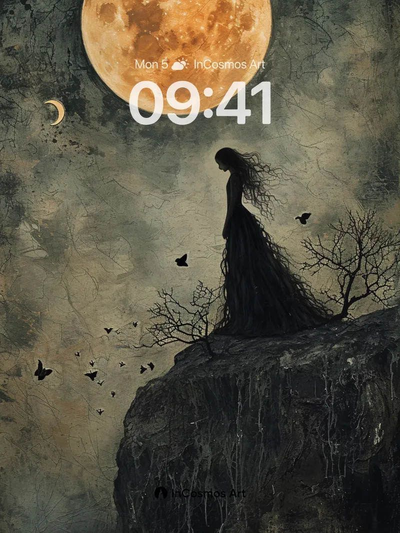 Moonlit Solitude Wallpaper with Haunting Silhouette