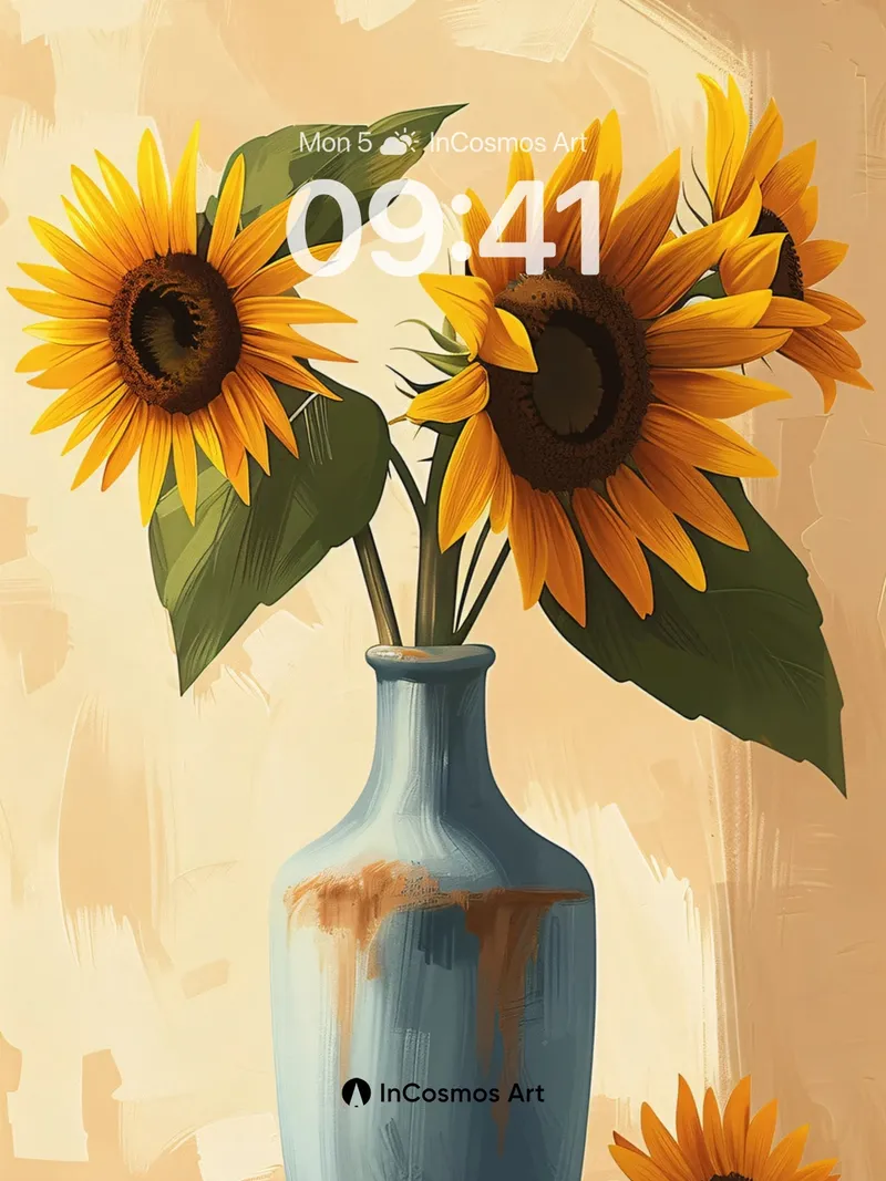 Golden Stillness Wallpaper with Sunlit Vase