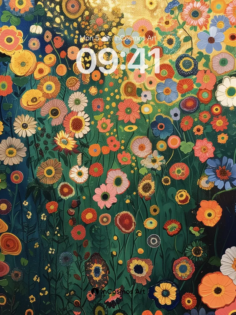 Luminous Garden Wallpaper with Cosmic Bloom