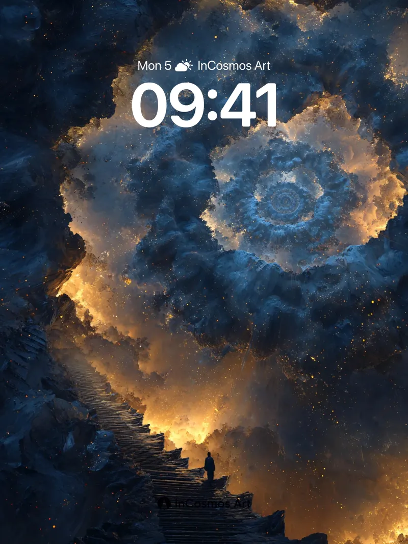 Cosmic Spiral Wallpaper with Celestial Stairway