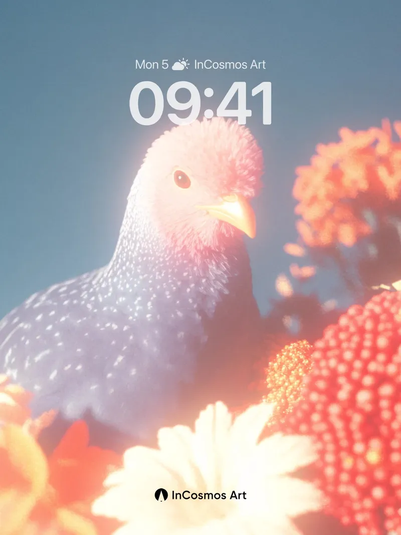 Luminous Quail Wallpaper with Floral Haze