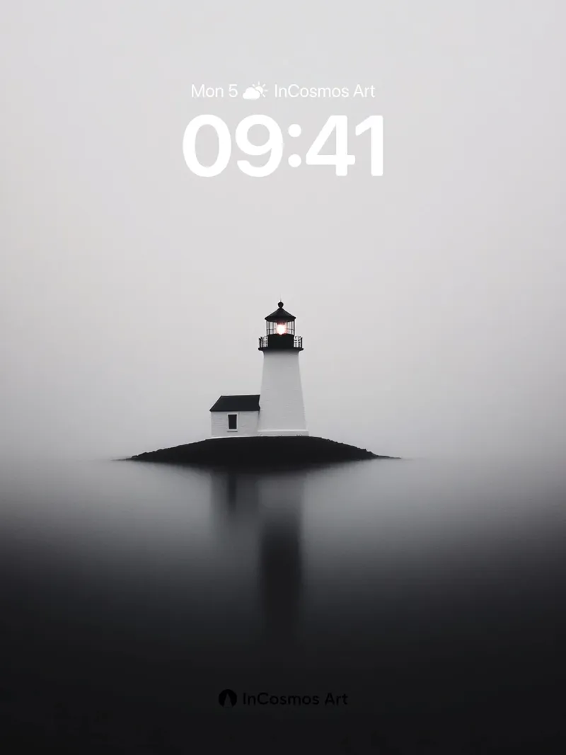 Serenity Lighthouse Wallpaper in Misty Stillness