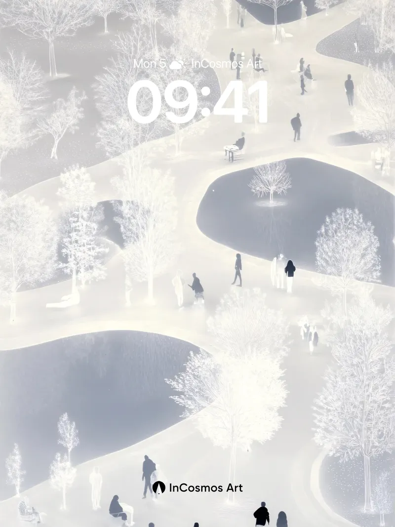 Silent Snowfall Wallpaper with Floating Pathways