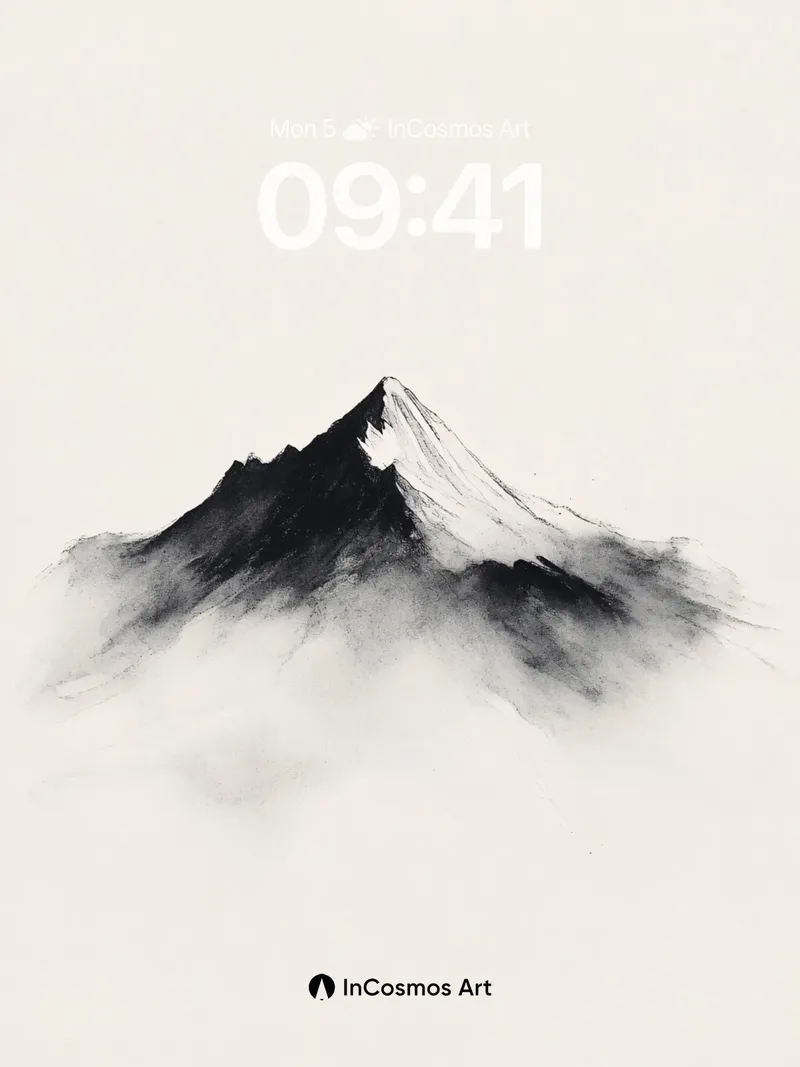 Serenity Peak Wallpaper with Floating Ink