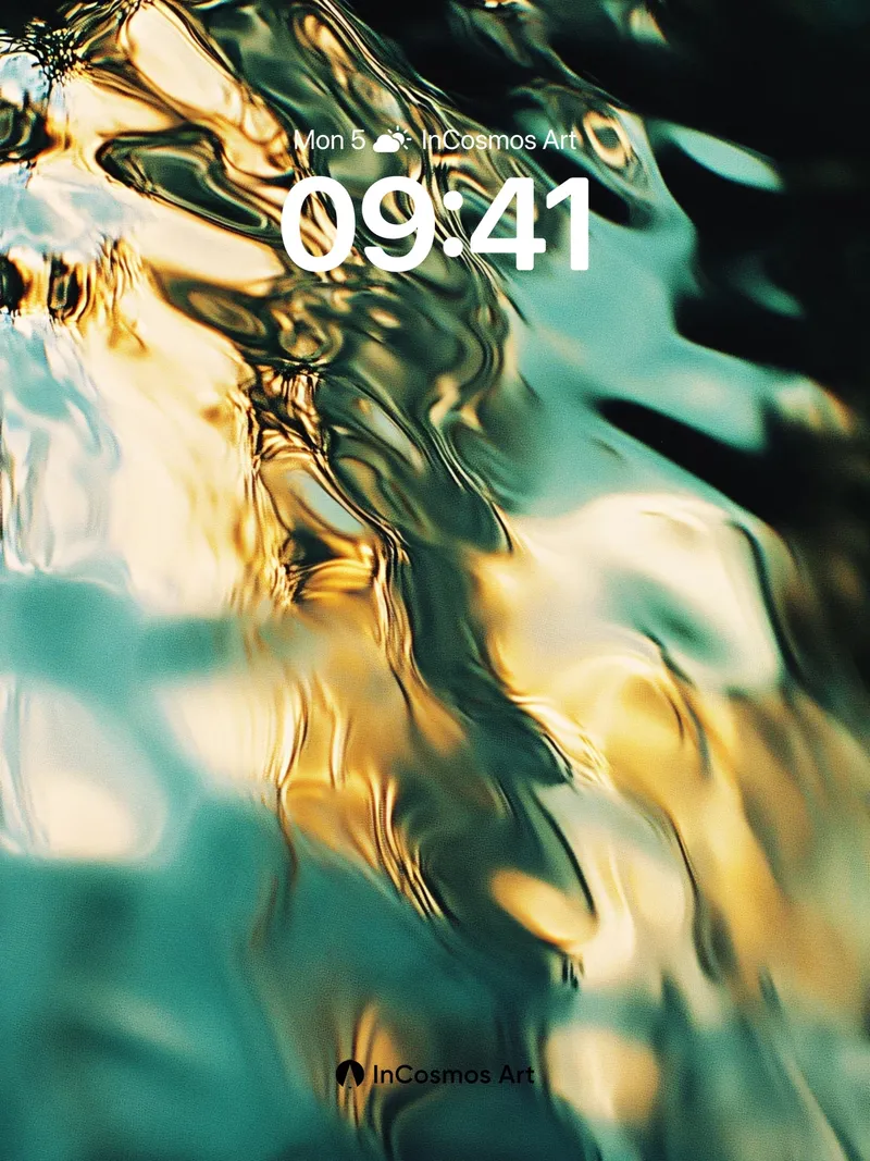 Liquid Gold Mirage Wallpaper with Teal Depths