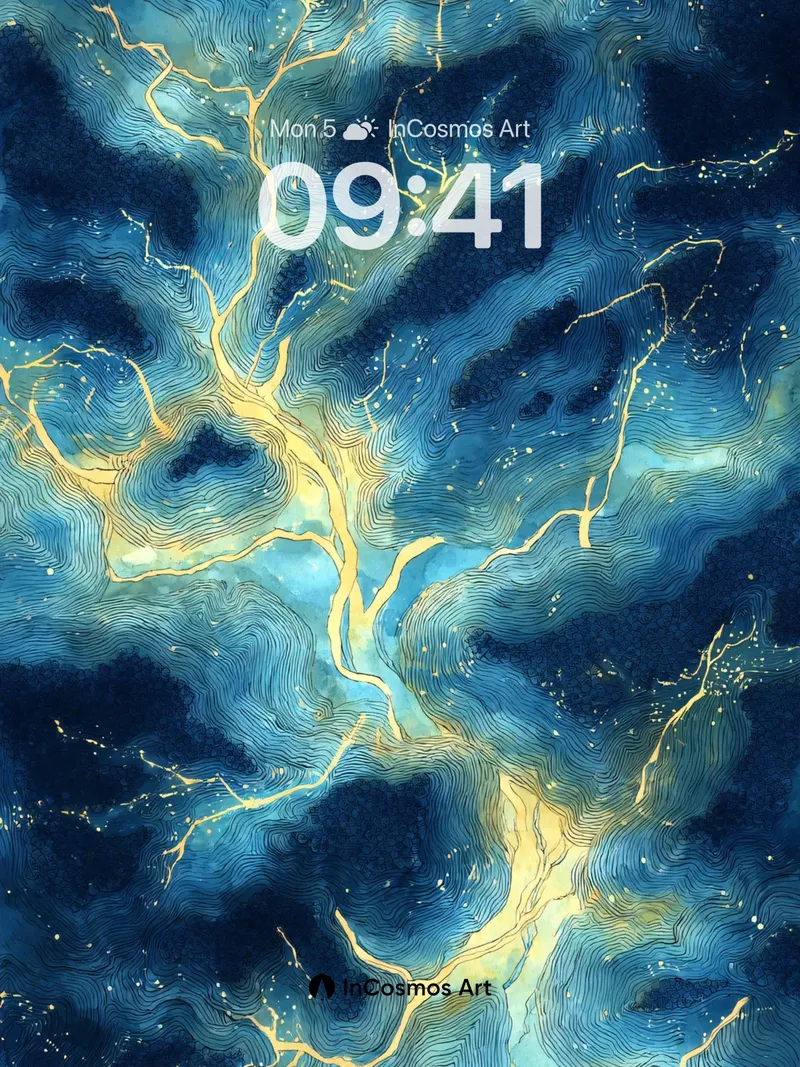 Luminous Vein Wallpaper with Celestial Currents
