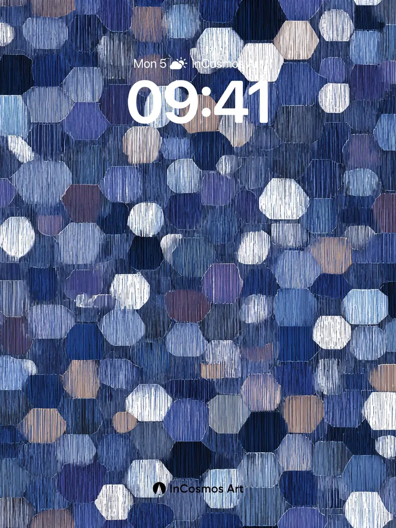 Indigo Hexagon Wallpaper with Textured Depth