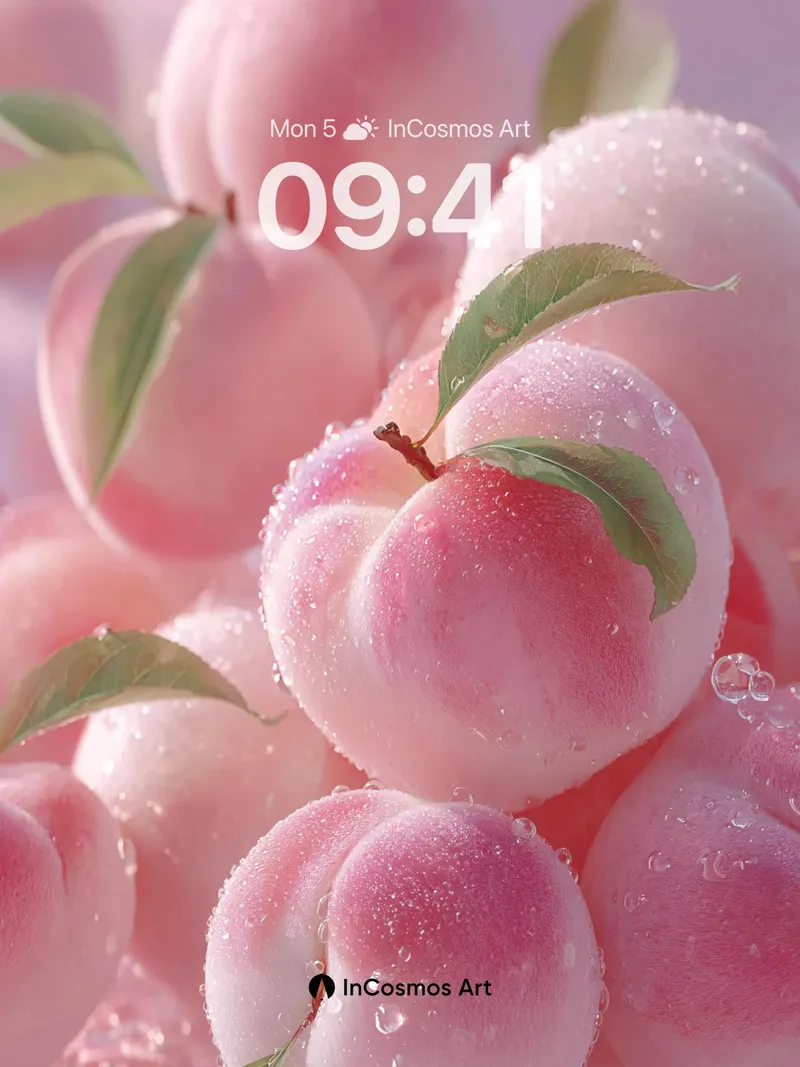 Glistening Peach Wallpaper with Dewdrop Whispers