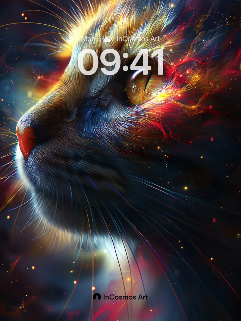 Cosmic Whisker Wallpaper with Nebula Eyes