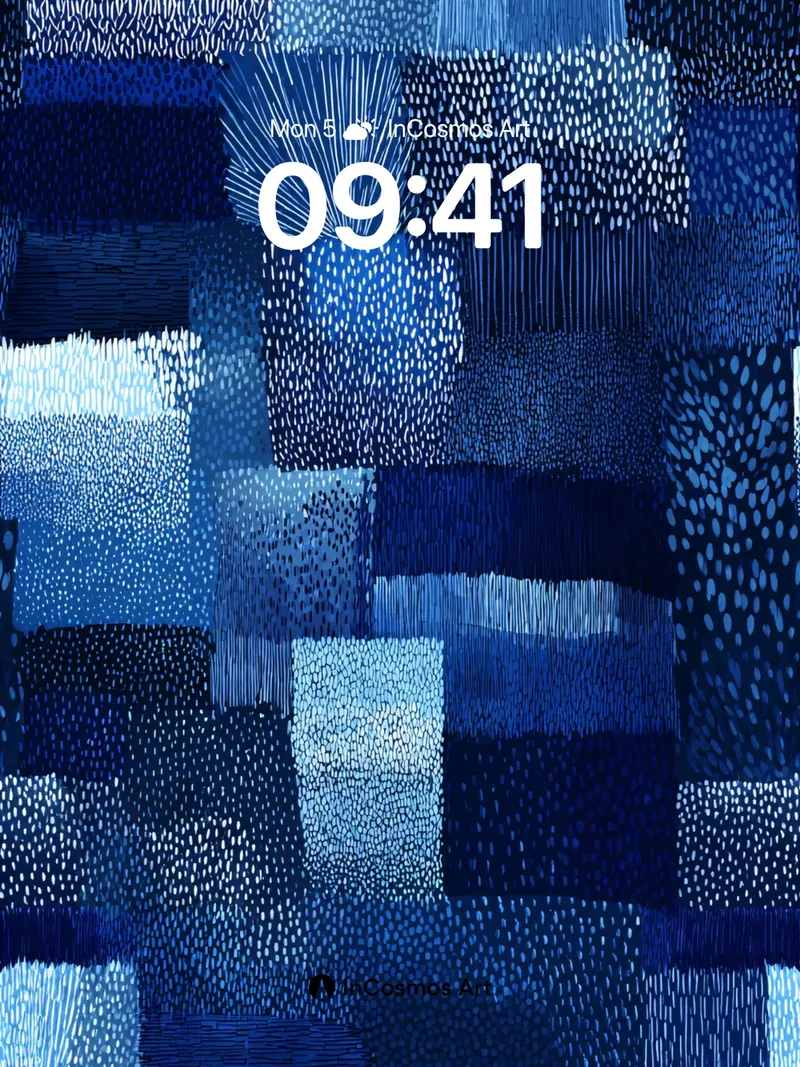 Indigo Tapestry Wallpaper with Stitched Light