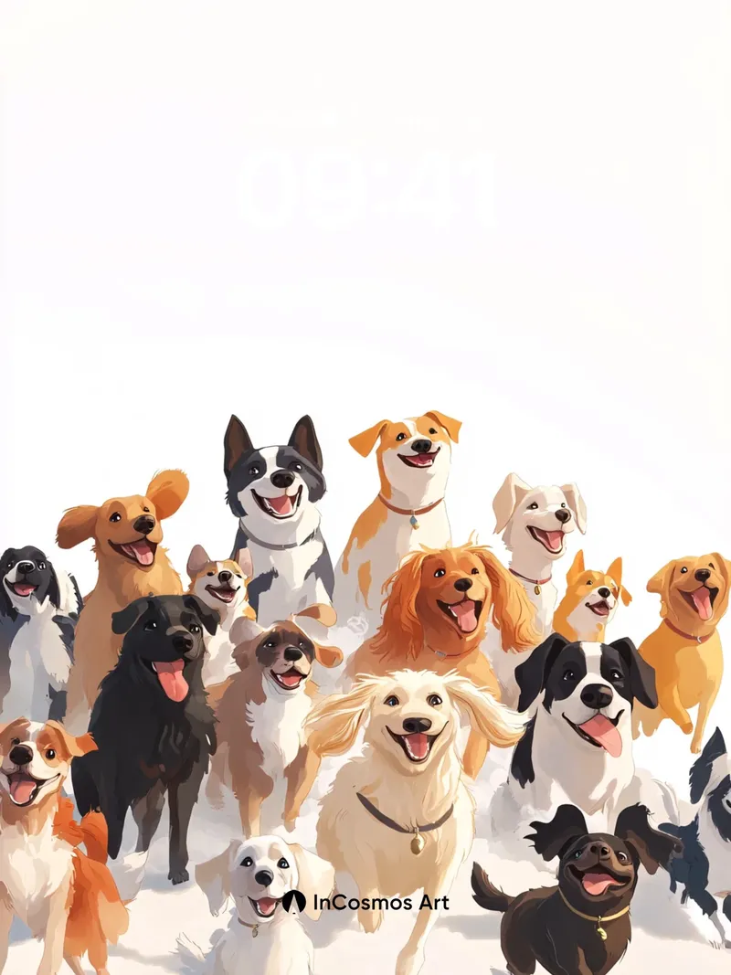 Joyful Canine Parade Wallpaper with Playful Energy