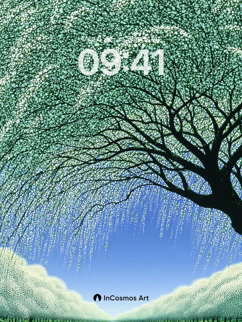 Serenity Weeping Willow Wallpaper with Sky-Embraced Canopy