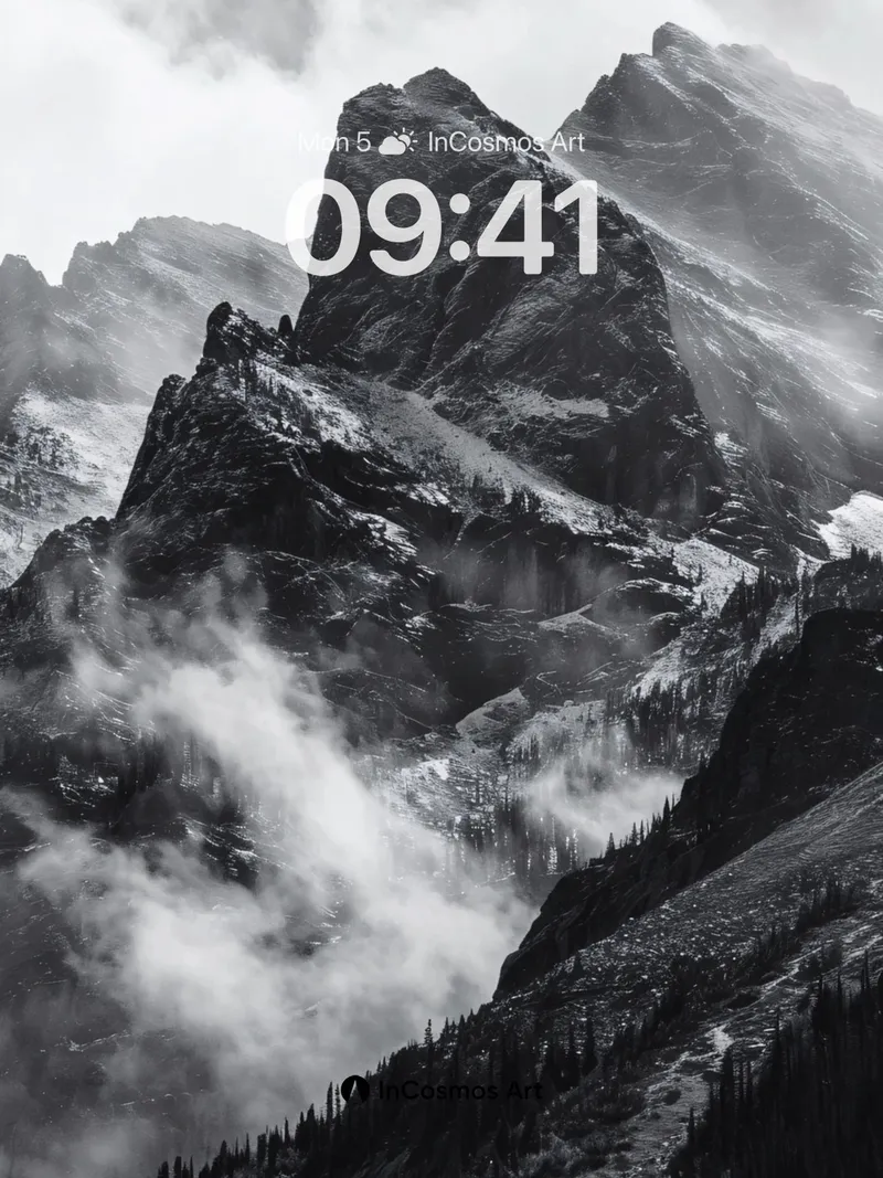 Shadowed Peaks Wallpaper with Whispering Clouds